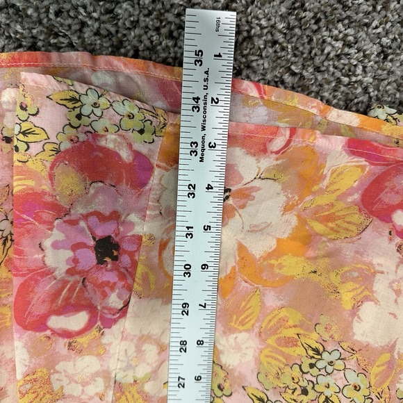 Free People Dress Womens L Peach Floral Hawaii Mini Short Sleeve Fit & Flared - Picture 10 of 12